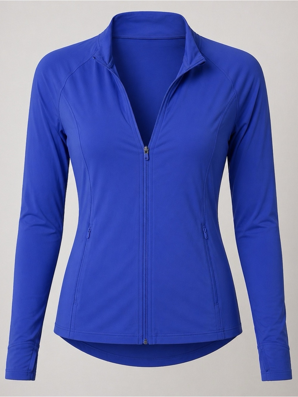 Blue Athletic Zip-Up Jacket | Size Large (12–14) | Stretchy Performance Fit